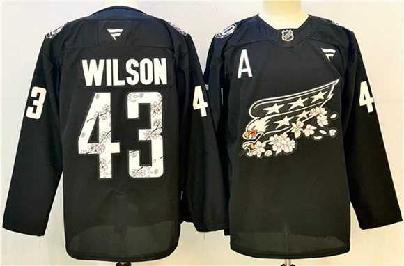 Men%27s Washington Capitals #43 Tom Wilson Black Cherry Blossom With A Patch Stitched Jersey->washington capitals->NHL Jersey